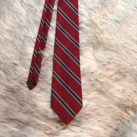 Vintage Tie Rack Red, Blue, & White Mens Striped Formal Neck Tie - Picture 3 of 9